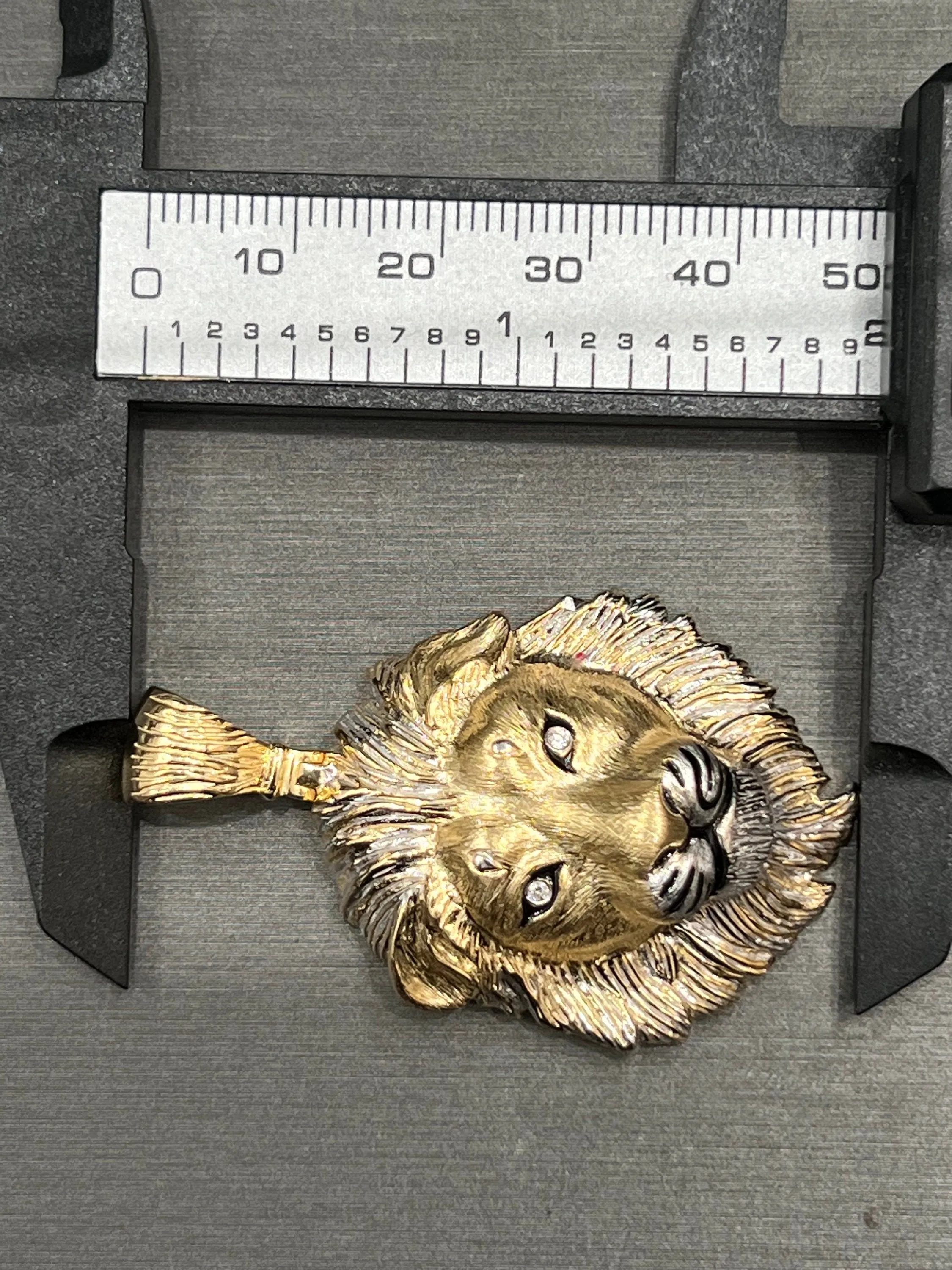 10k Yellow Gold Diamond Lion 3D Pendant/ Men's Lion Pendant/ Handmade Pendant/ Men's Charm Pendant One Of a Kind