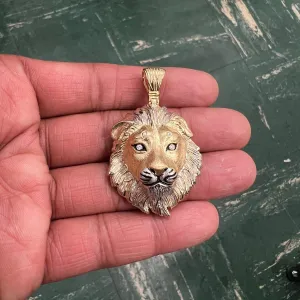 10k Yellow Gold Diamond Lion 3D Pendant/ Men's Lion Pendant/ Handmade Pendant/ Men's Charm Pendant One Of a Kind