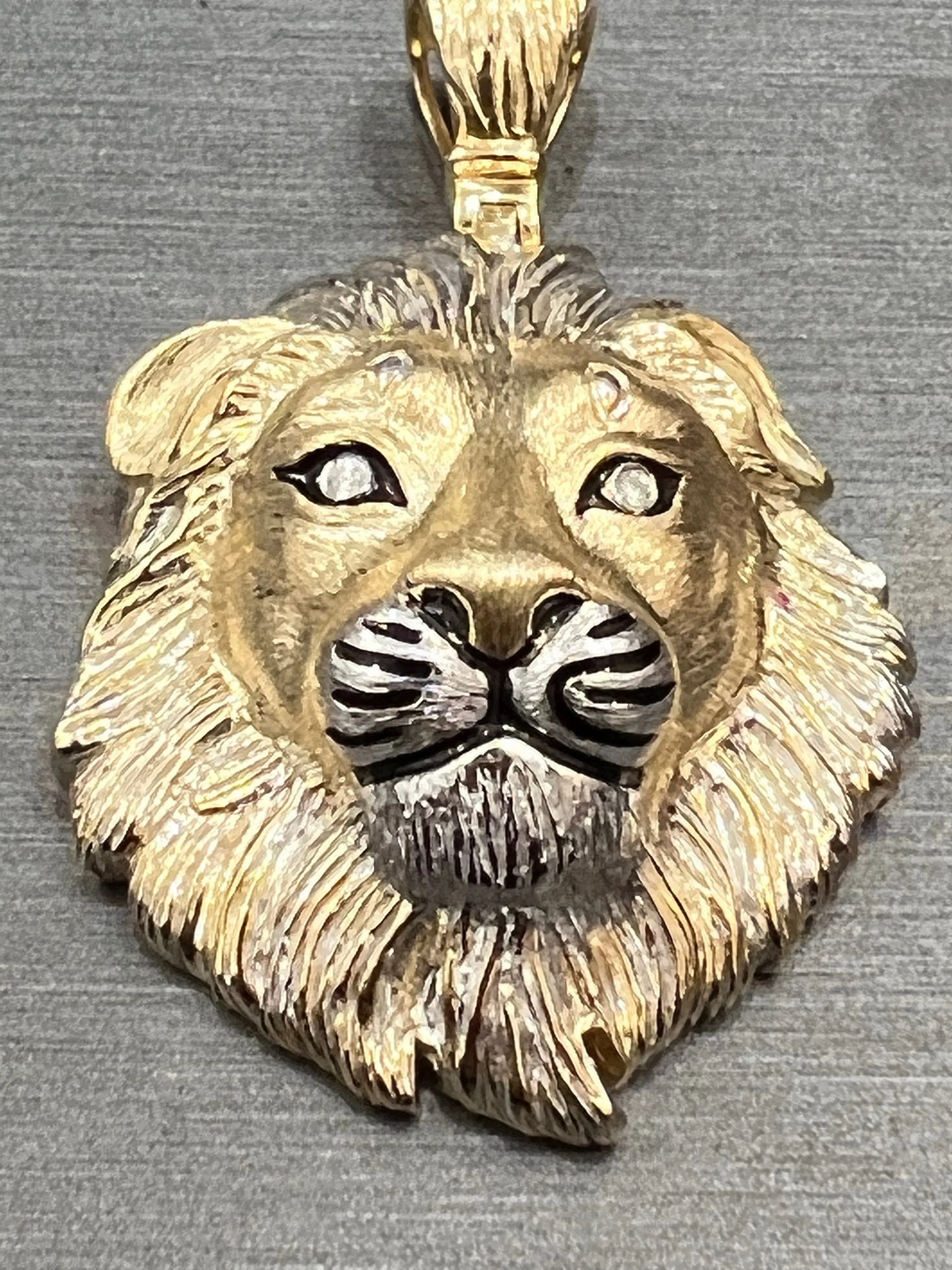 10k Yellow Gold Diamond Lion 3D Pendant/ Men's Lion Pendant/ Handmade Pendant/ Men's Charm Pendant One Of a Kind