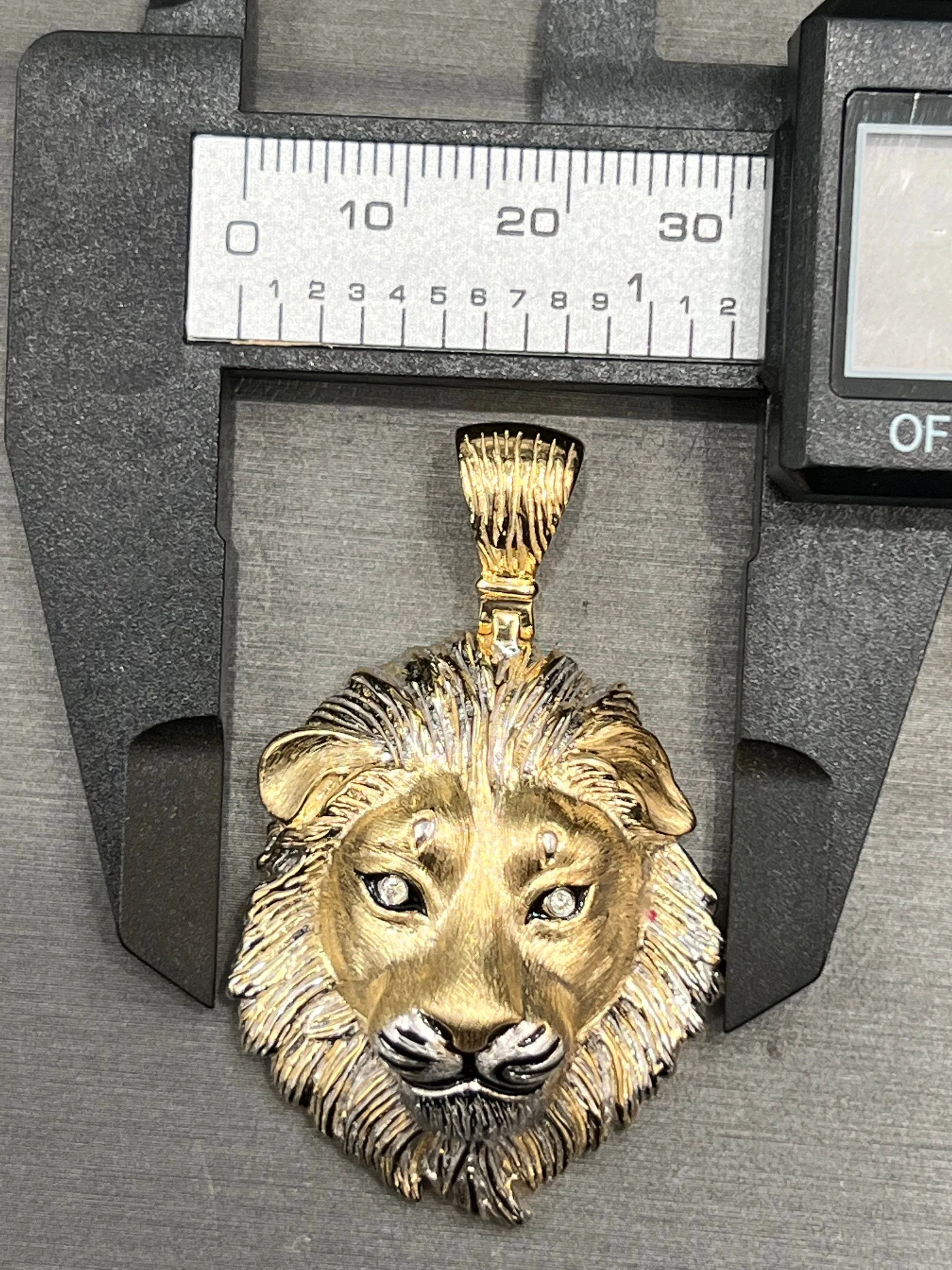 10k Yellow Gold Diamond Lion 3D Pendant/ Men's Lion Pendant/ Handmade Pendant/ Men's Charm Pendant One Of a Kind