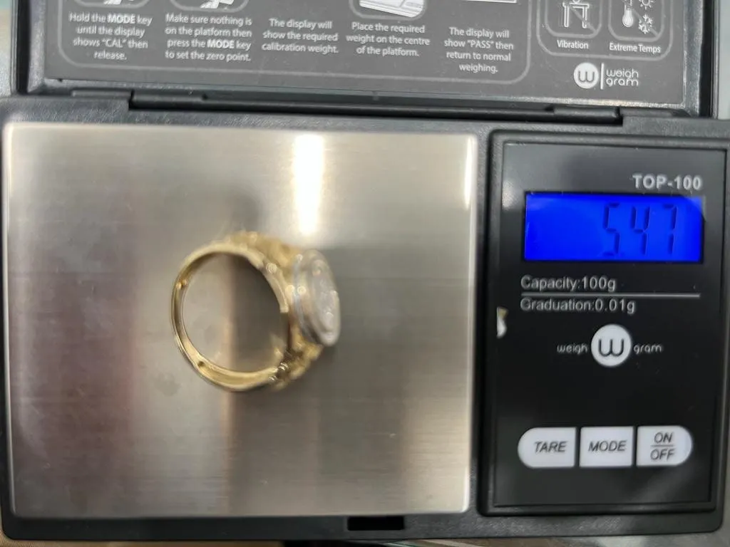10K Yellow Gold Hip Hop Diamond Men's Ring Super Iced Out Large Round Simulated Real Diamond Ring Band 0.35Ct 5.47 Grams  Size 10