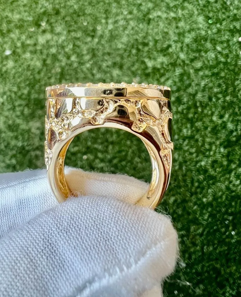 10K Yellow Gold Liberty Coin Ring, American Liberty Coin Genuine Diamond Ring 0.95 Ct, 25.23 Grams Size 10, Mens Finger Ring, Gift for Him