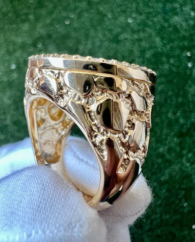 10K Yellow Gold Liberty Coin Ring, American Liberty Coin Genuine Diamond Ring 0.95 Ct, 25.23 Grams Size 10, Mens Finger Ring, Gift for Him