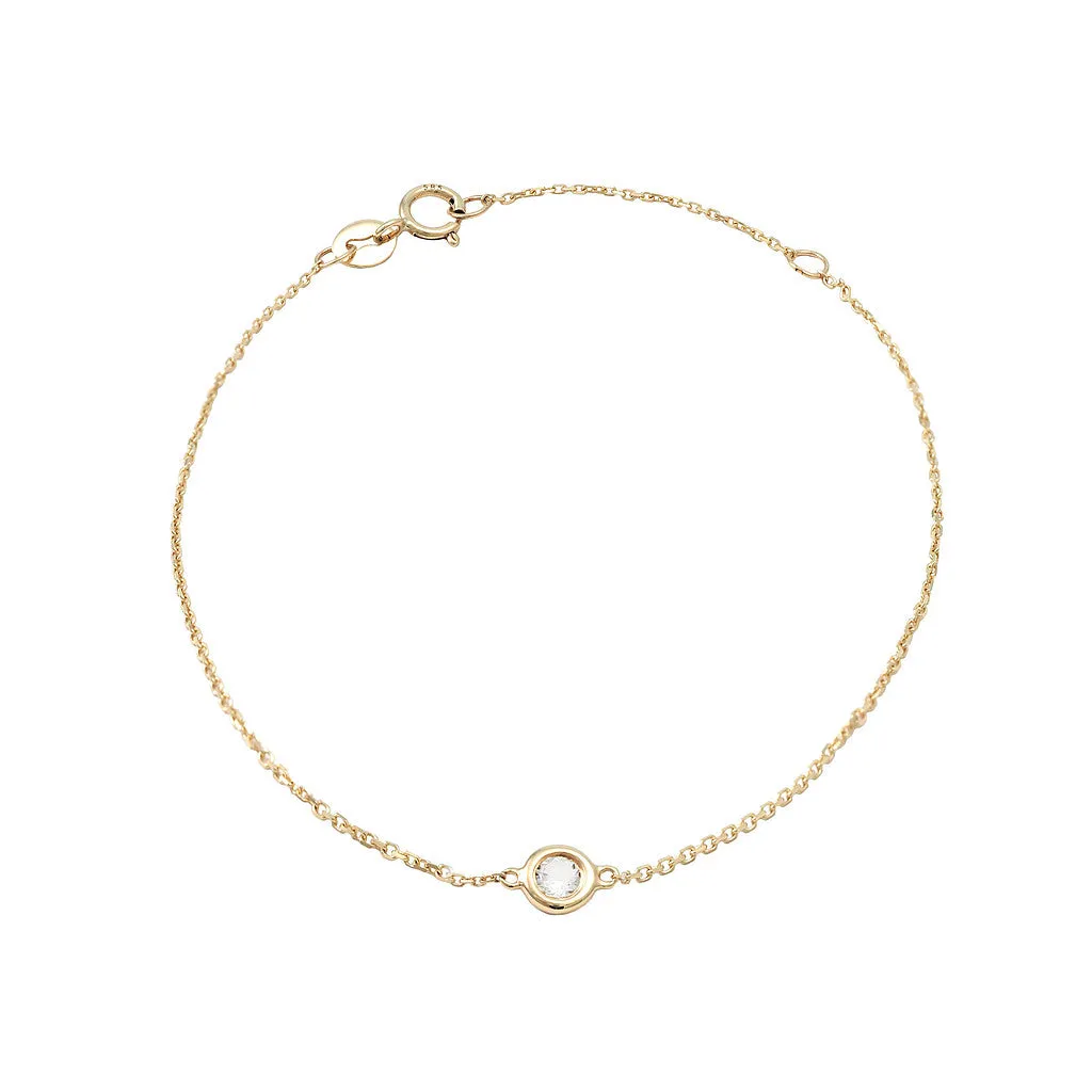 14 KT White Topaz Birthstone gold bracelet