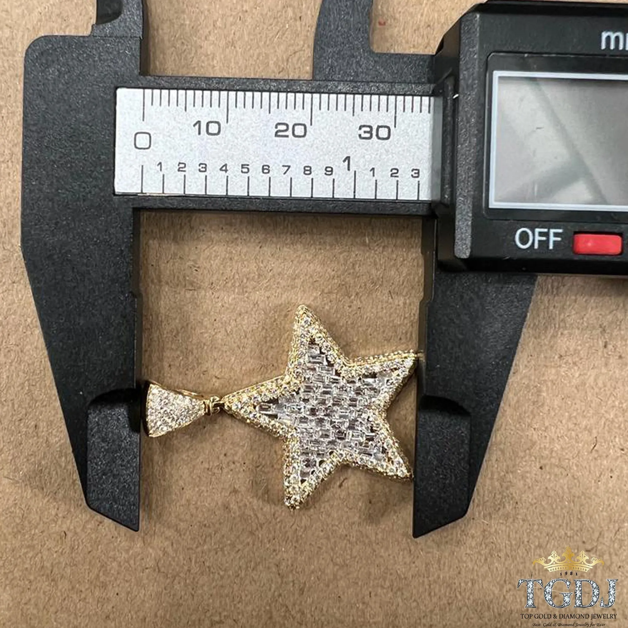14k Yellow Gold Diamond 1.65ct Diamond Star Diamond Pendant (SI1 Clarity; G-H Color) | Custom Jewelry