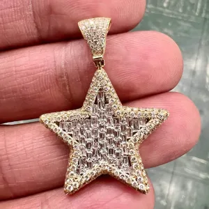 14k Yellow Gold Diamond 1.65ct Diamond Star Diamond Pendant (SI1 Clarity; G-H Color) | Custom Jewelry