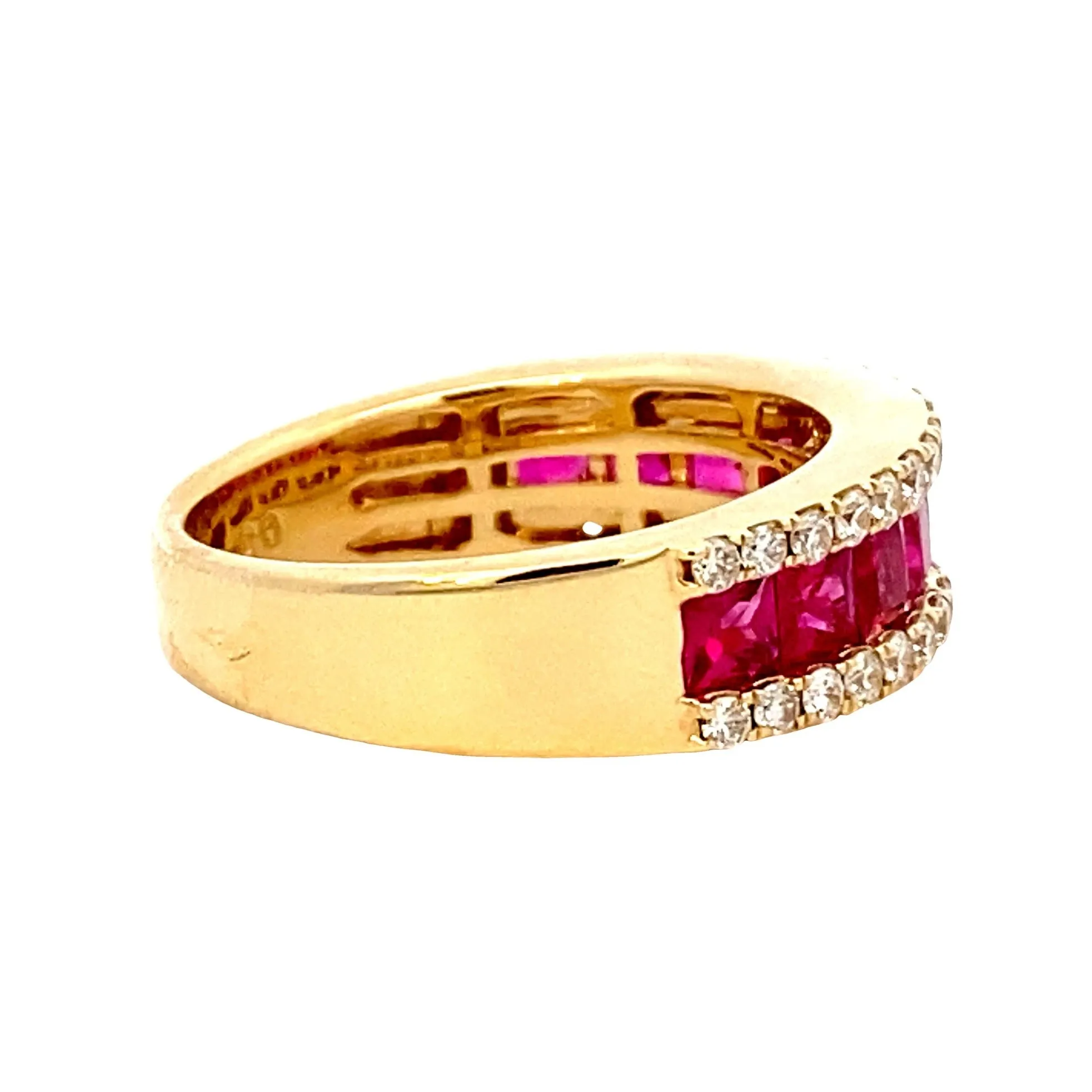 14K Yellow Gold Ruby Diamond Ring