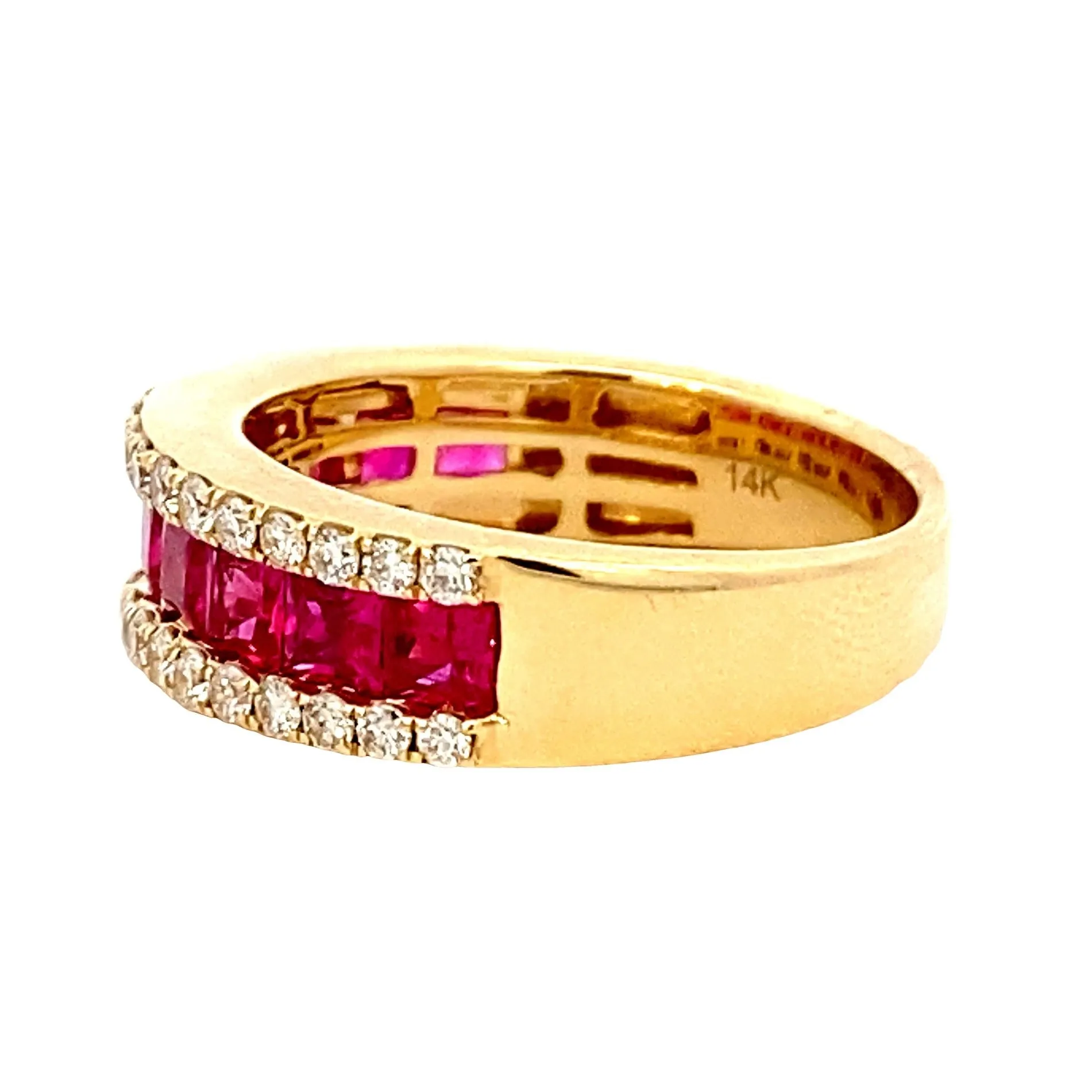 14K Yellow Gold Ruby Diamond Ring