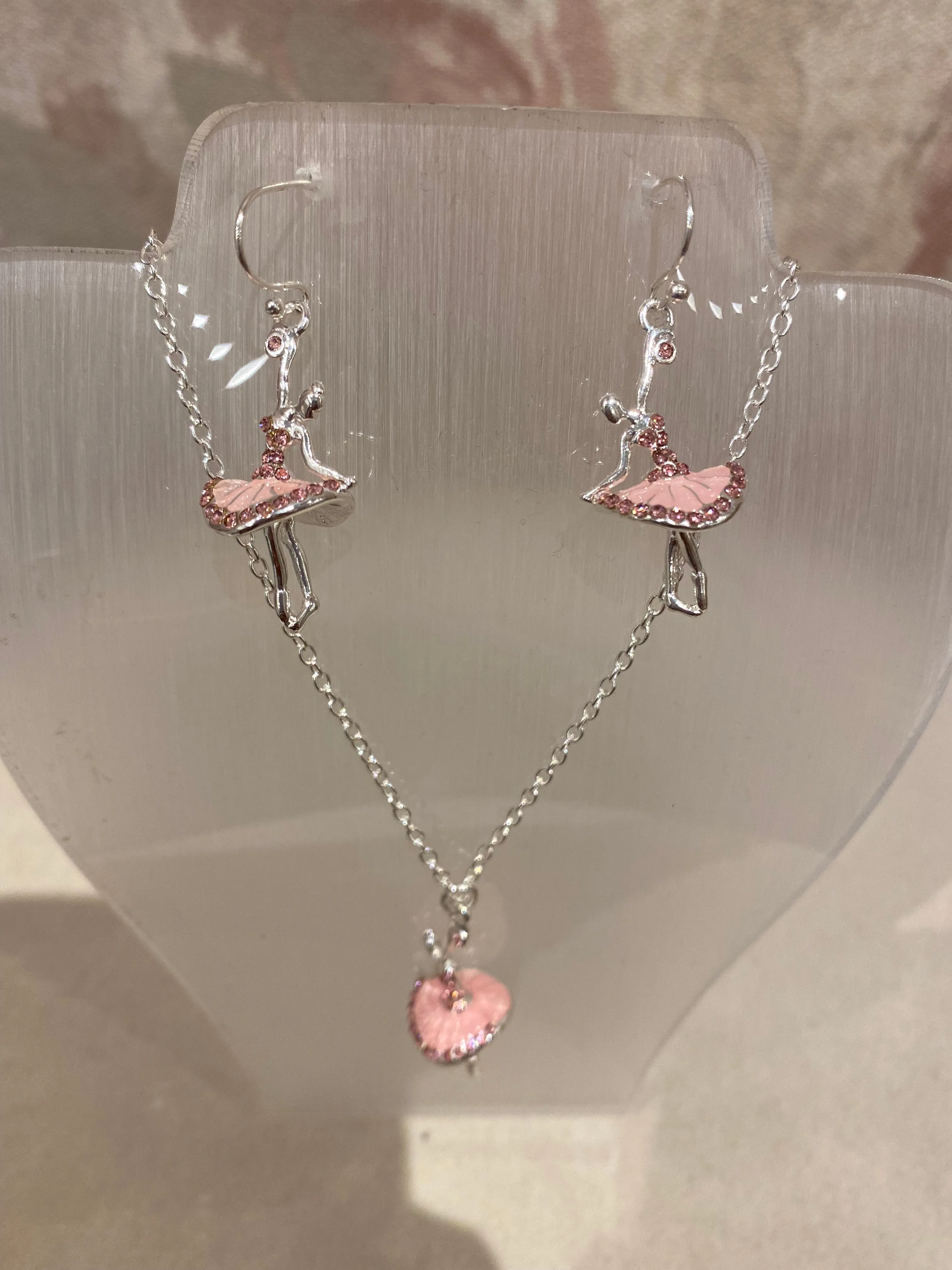 3D Ballerina Necklace & Earring Set