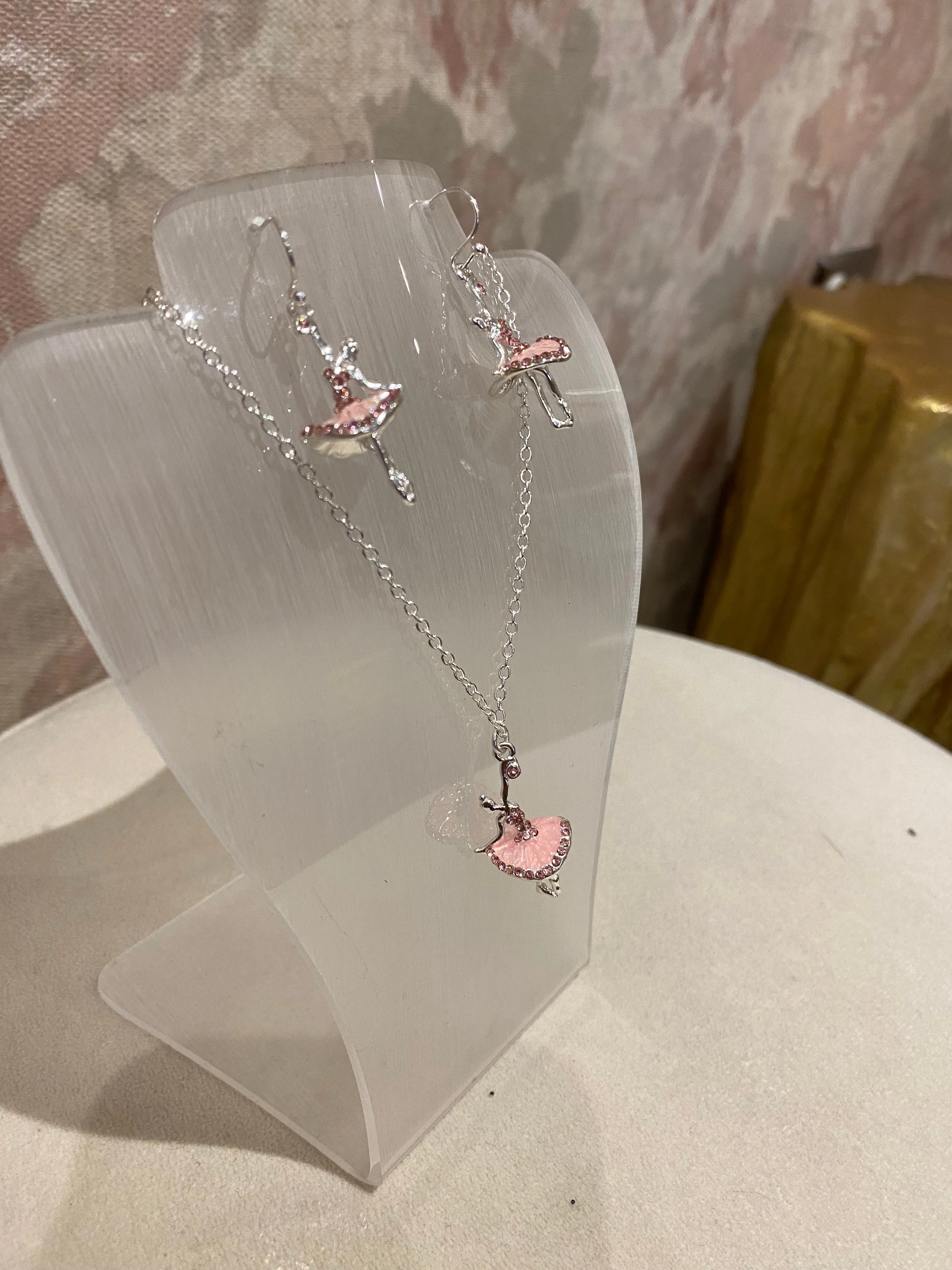 3D Ballerina Necklace & Earring Set