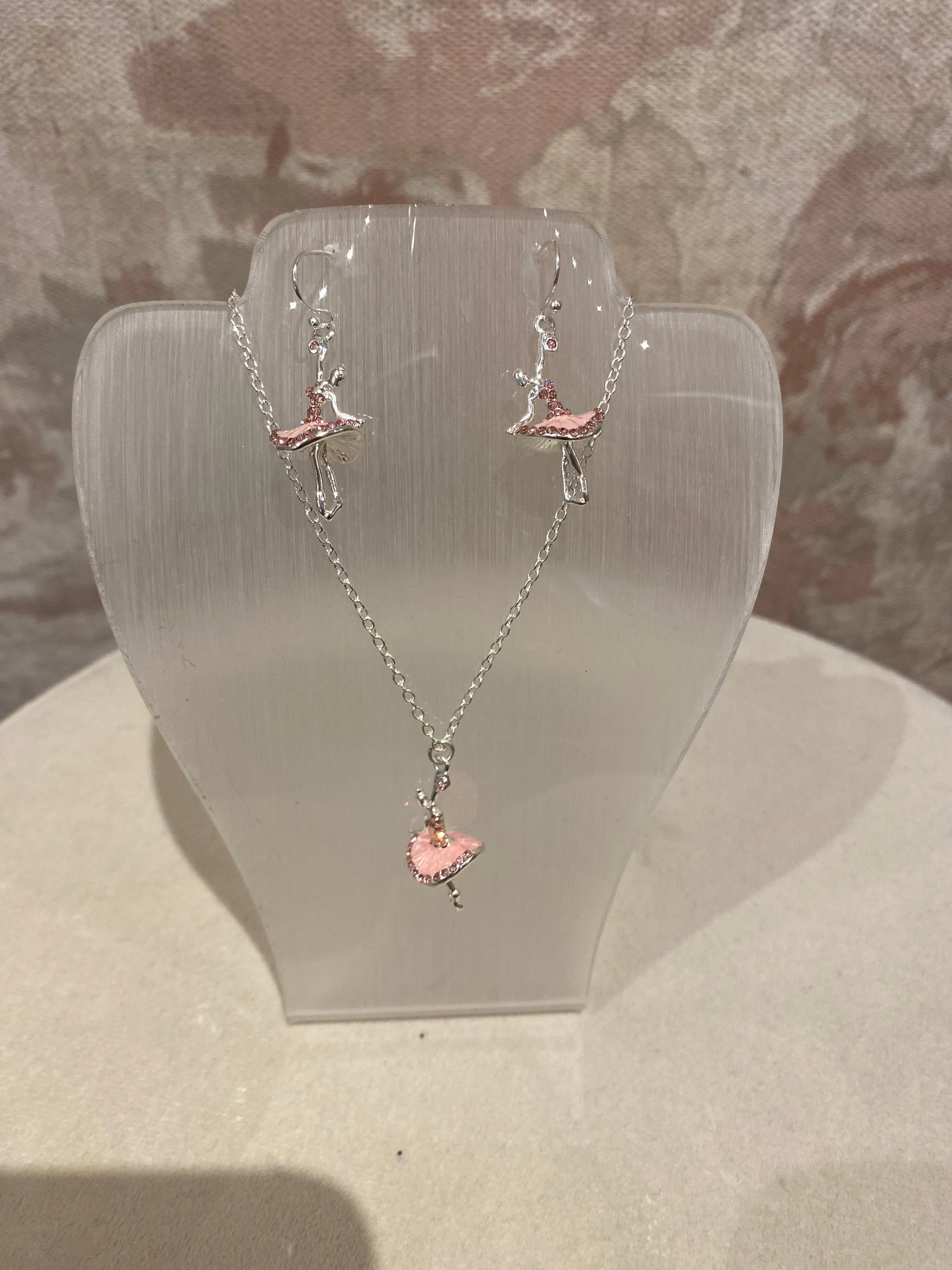 3D Ballerina Necklace & Earring Set