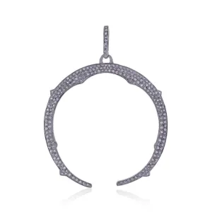 925 Sterling Silver Natural Pave Set Diamond Designer Pendant Handmade Jewelry