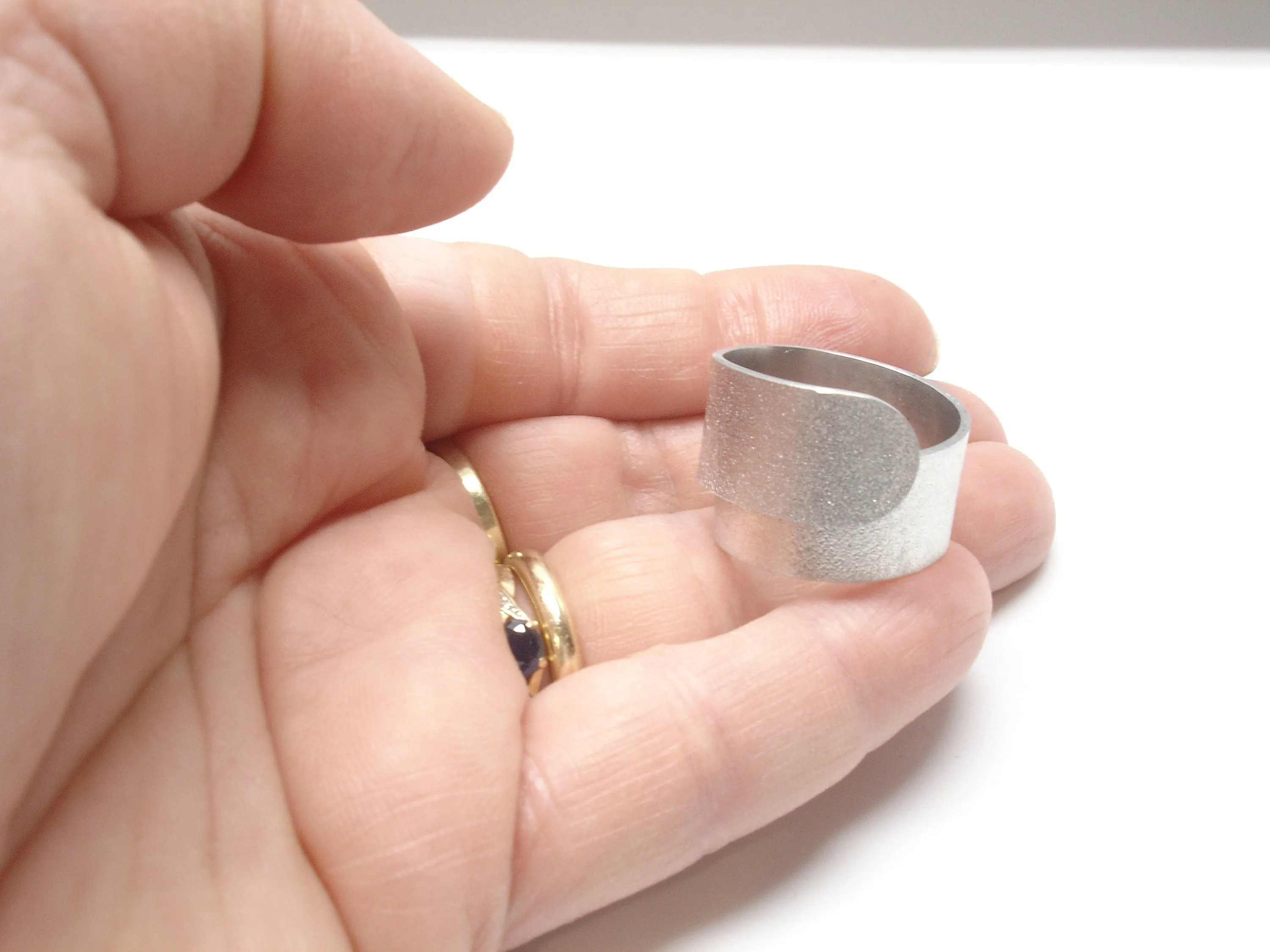 Aluminium ring for woman. Wide band ring. Statement ring. Contemporary jewelry. Aluminium jewelry