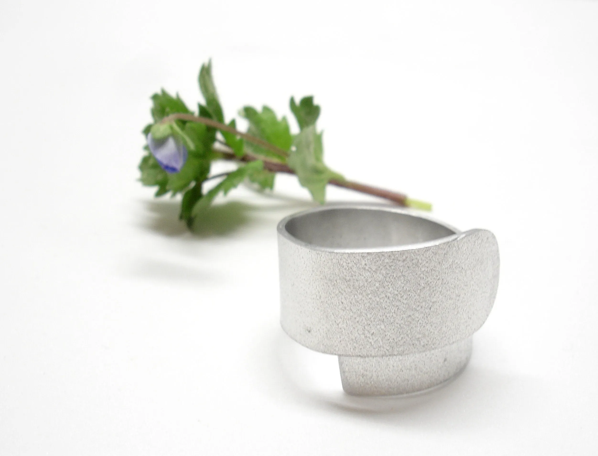 Aluminium ring for woman. Wide band ring. Statement ring. Contemporary jewelry. Aluminium jewelry