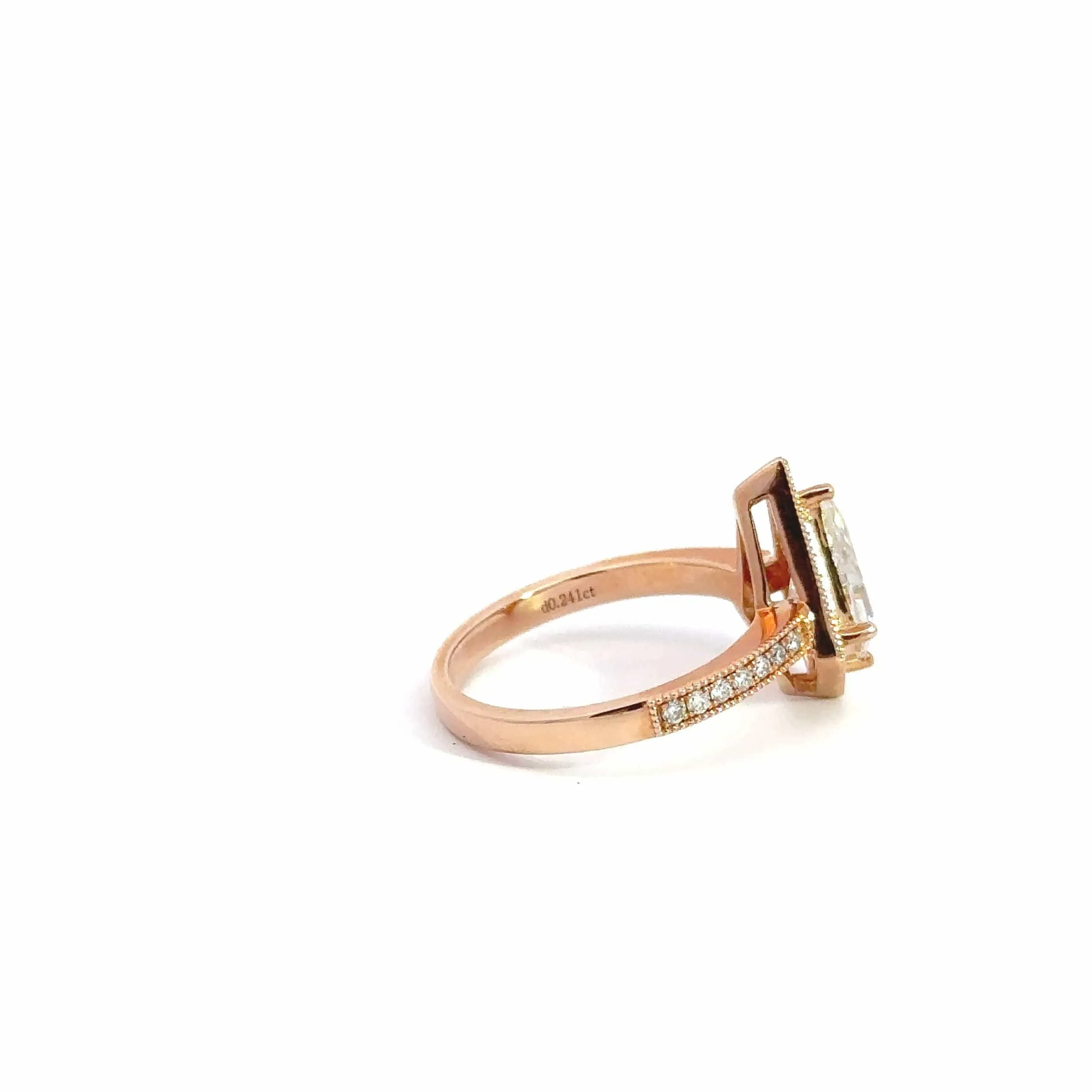 Baikalla 14k Rose Gold Halo Moissanite 1CT Kite Cut Engagement Ring