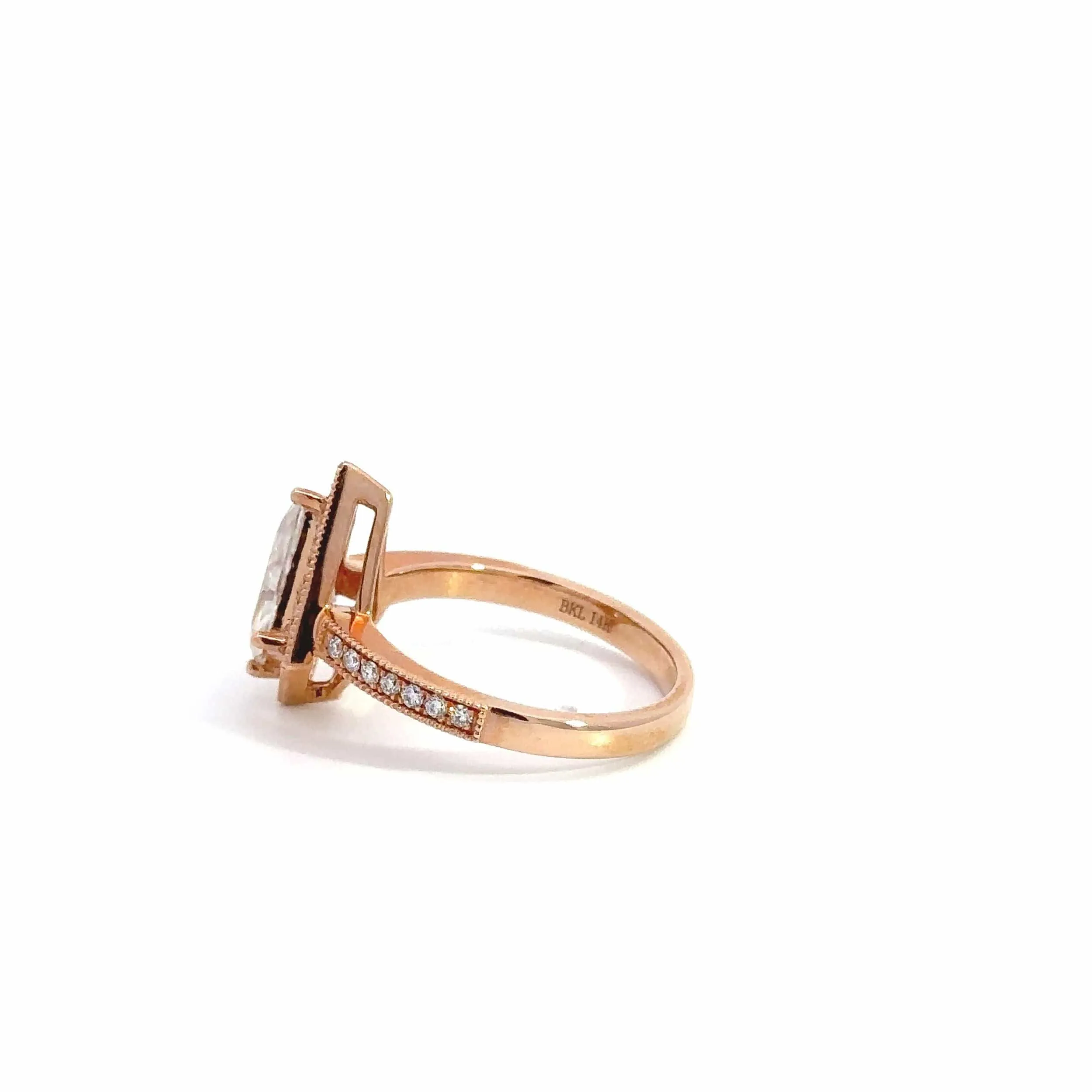 Baikalla 14k Rose Gold Halo Moissanite 1CT Kite Cut Engagement Ring