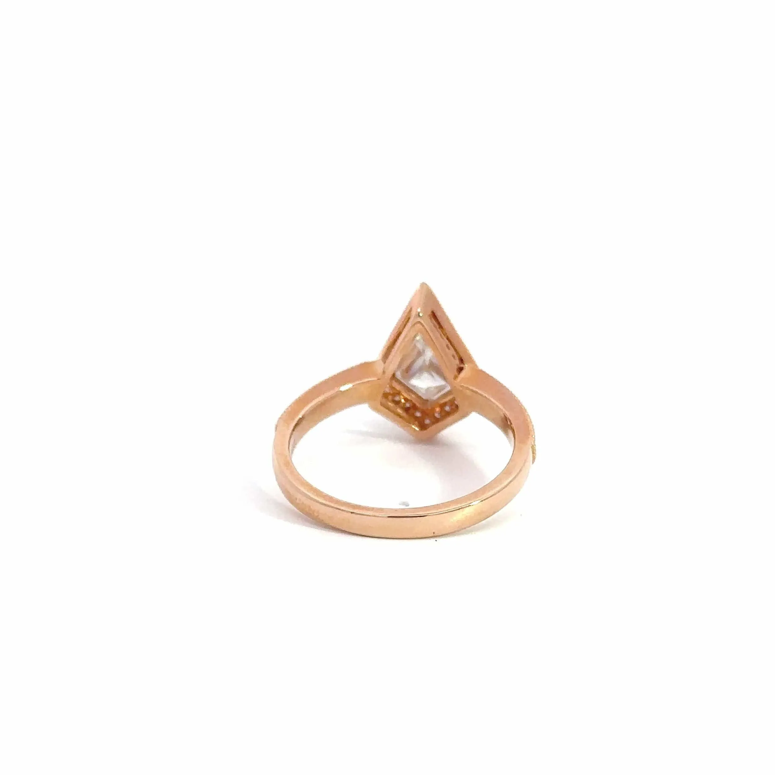 Baikalla 14k Rose Gold Halo Moissanite 1CT Kite Cut Engagement Ring