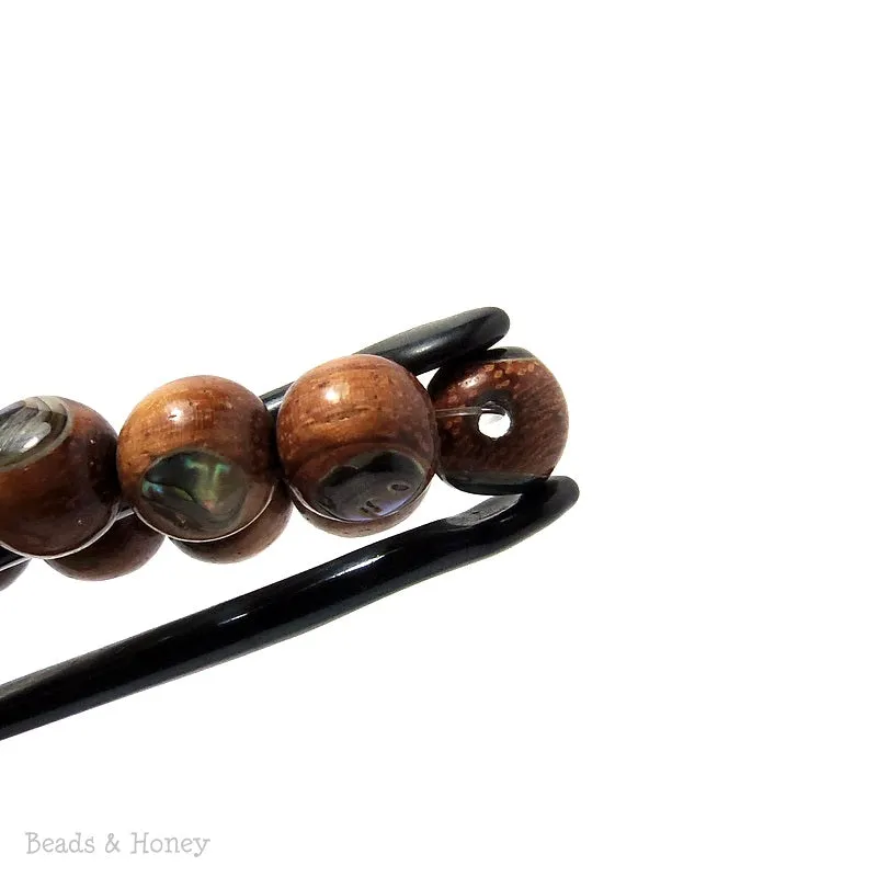 Bayong Wood with Abalone Shell Inlay Round 10mm (8-Inch Strand)