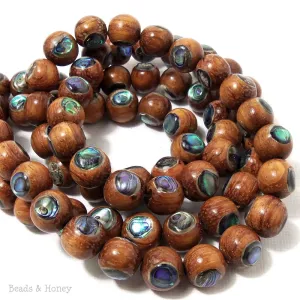 Bayong Wood with Abalone Shell Inlay Round 10mm (8-Inch Strand)