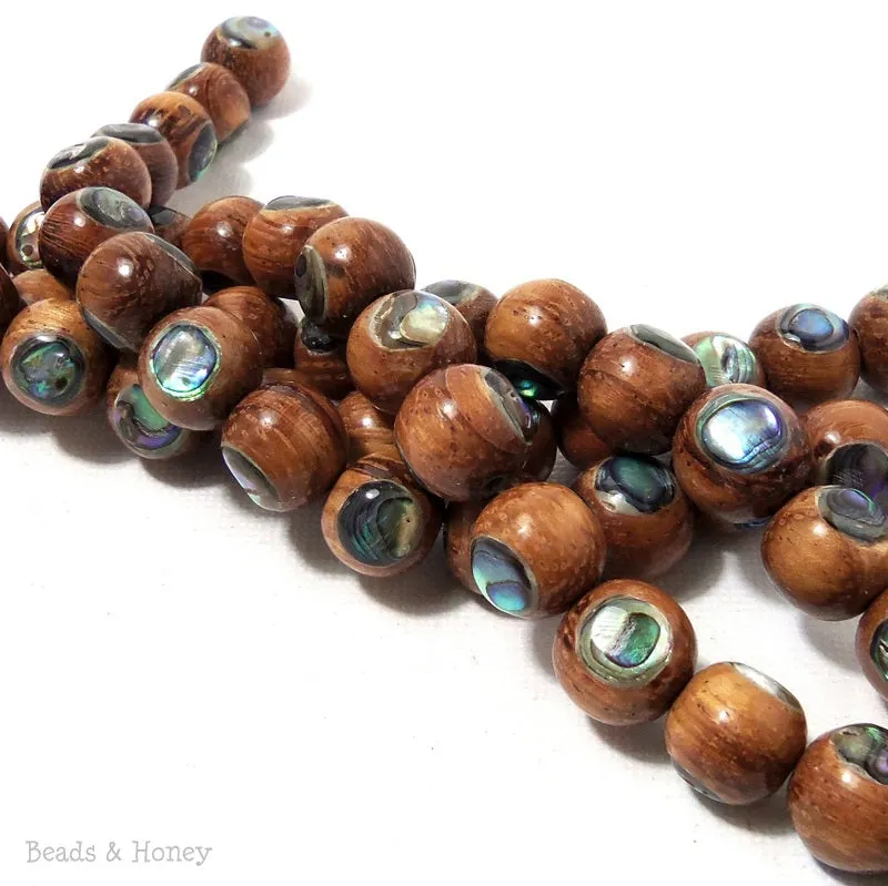 Bayong Wood with Abalone Shell Inlay Round 10mm (8-Inch Strand)