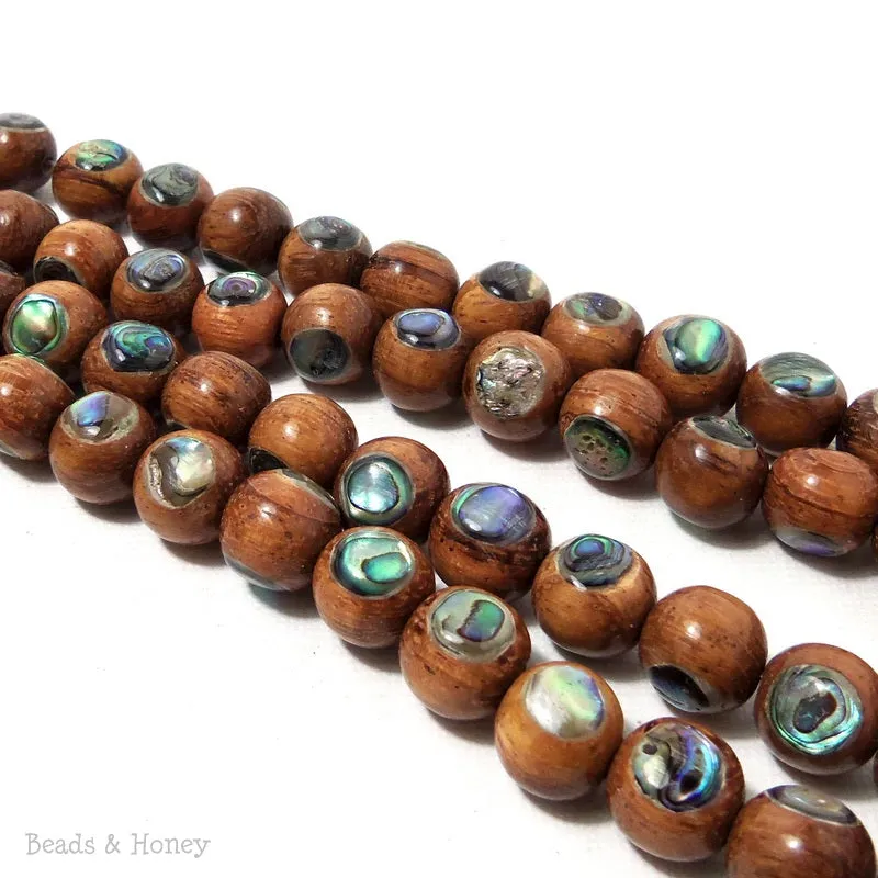 Bayong Wood with Abalone Shell Inlay Round 10mm (8-Inch Strand)