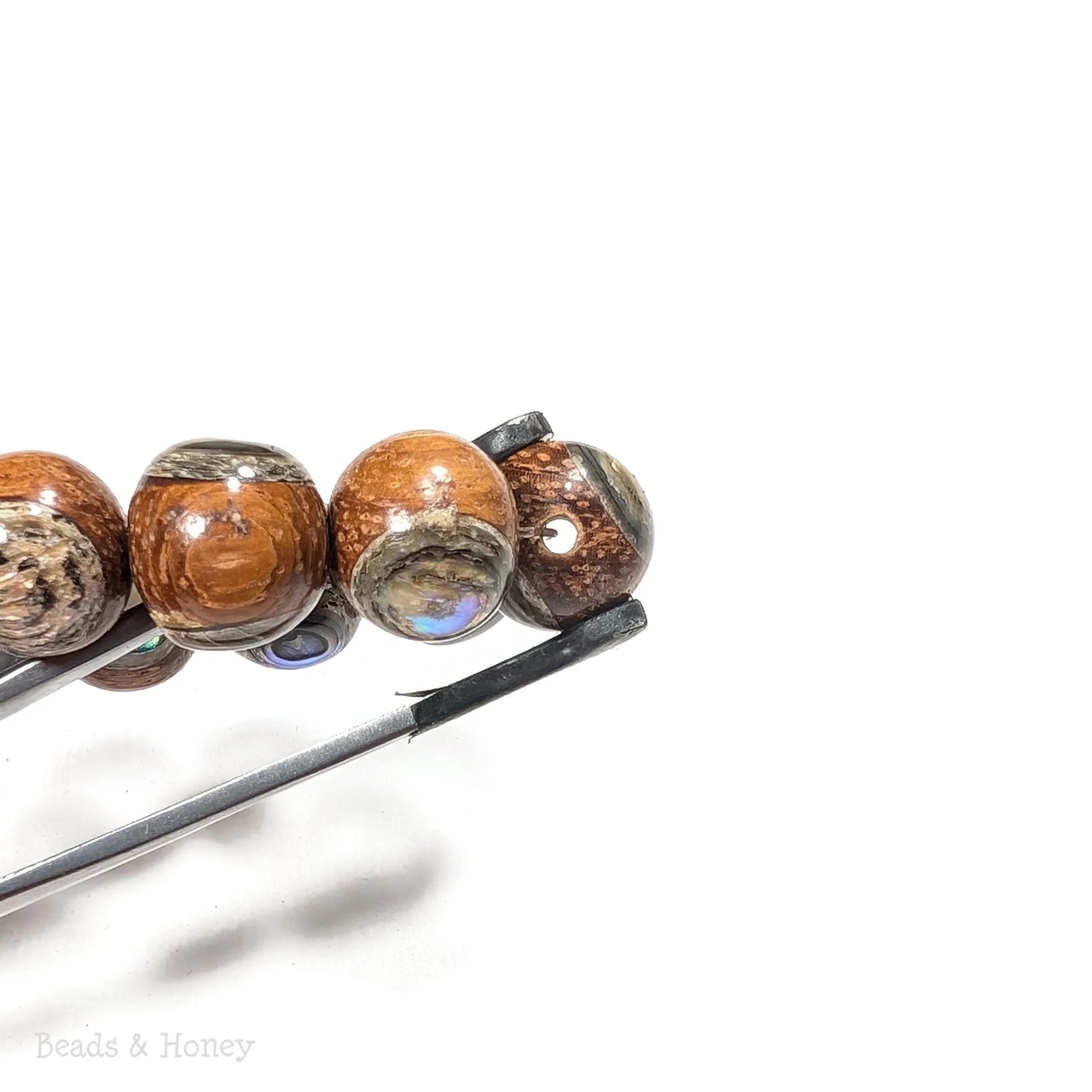 Bayong Wood with Abalone Shell Inlay Round 12mm (8-Inch Strand)