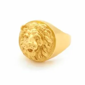 Bill Skinner Gold Lion Ring Sovereign Signet Unisex