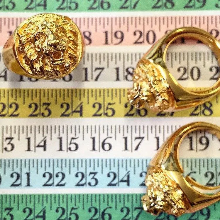 Bill Skinner Gold Lion Ring Sovereign Signet Unisex