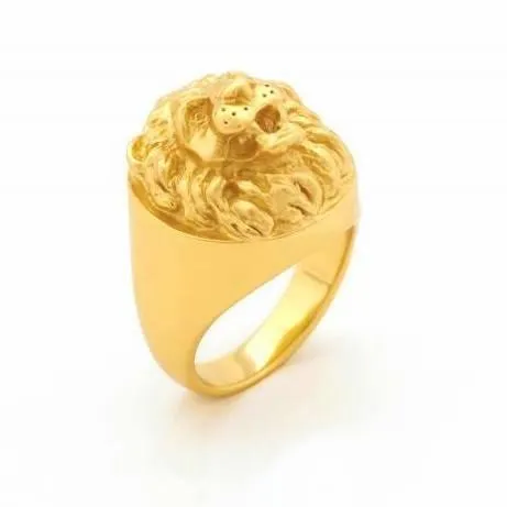 Bill Skinner Gold Lion Ring Sovereign Signet Unisex