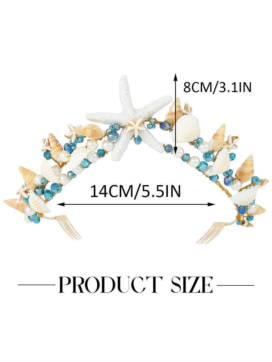 Boho Starfish Bride Wedding Tiaras and Crowns Gold Seashell Bridal Headbands Sea Star Beach Wedding Headwear