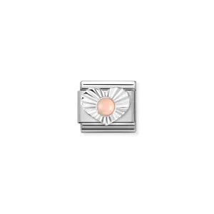 Classic Pink Coral Heart Link - Silver - 330508/10