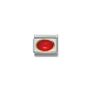 Composable Gold Oval Red Coral Link - 030502/11