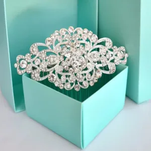 Crystal Wedding Hair Comb. Rhinestone Bridal Hair Comb. Silver Vintage Style Hair Accessory. Wedding Brooch Headpiece. Bridesmaid Hair Comb.