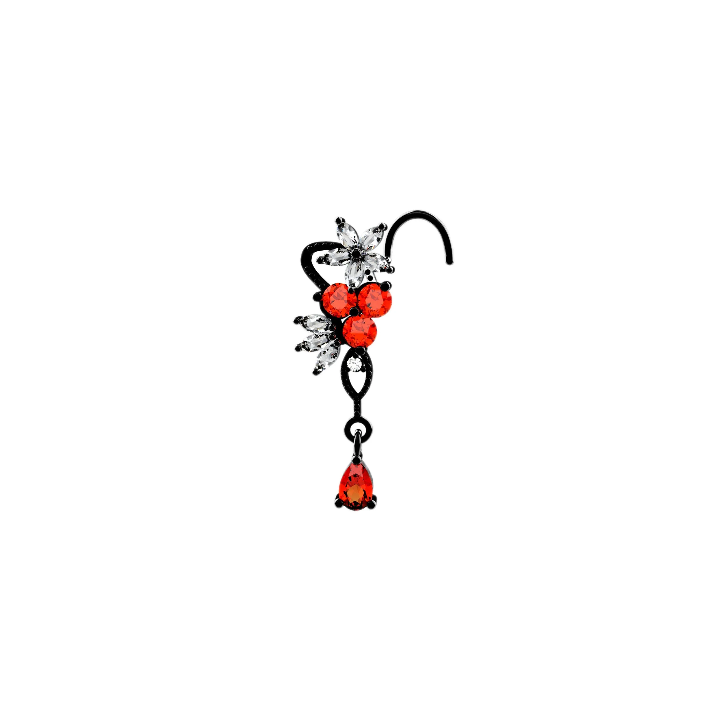 Dangle Nose Ring – Floral Nose Stud Piercing Jewelry for Women