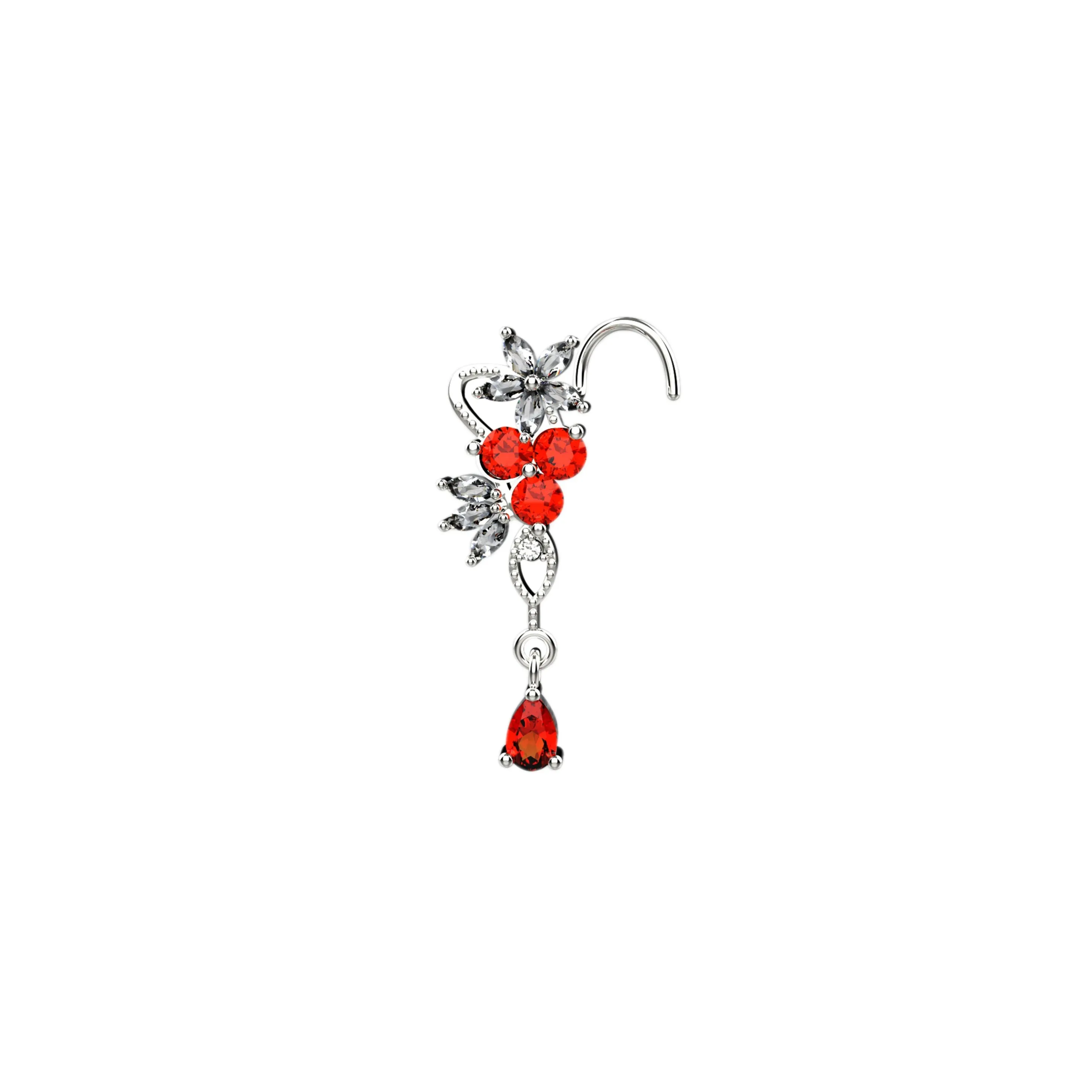 Dangle Nose Ring – Floral Nose Stud Piercing Jewelry for Women
