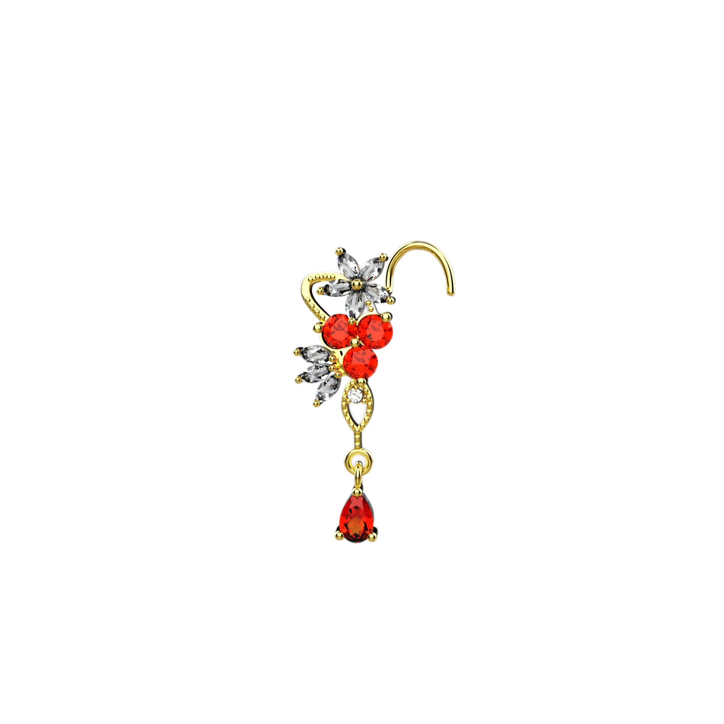 Dangle Nose Ring – Floral Nose Stud Piercing Jewelry for Women