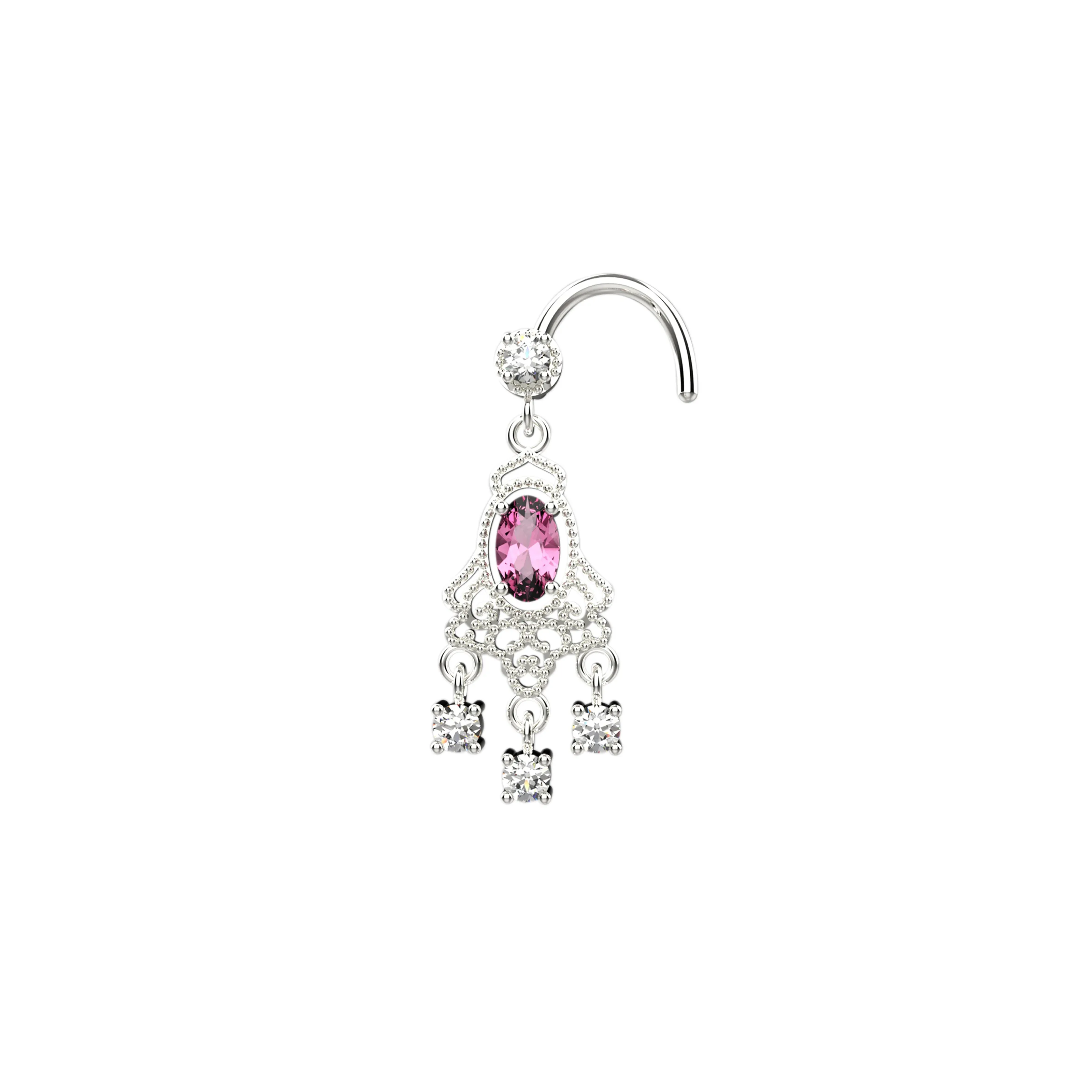 Dangle Nose Ring, Nose Stud & Pink Nose Ring Piercing Jewelry