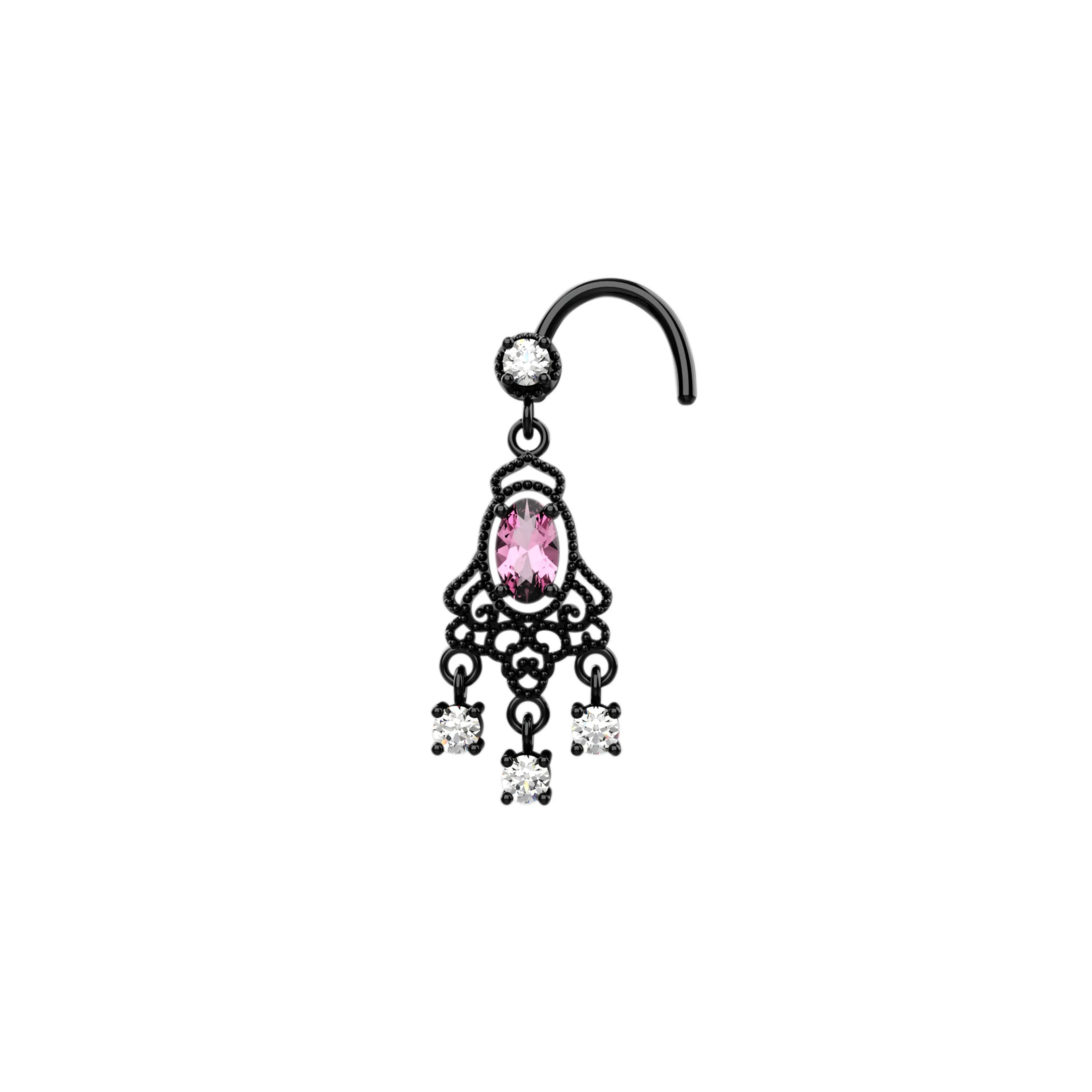 Dangle Nose Ring, Nose Stud & Pink Nose Ring Piercing Jewelry