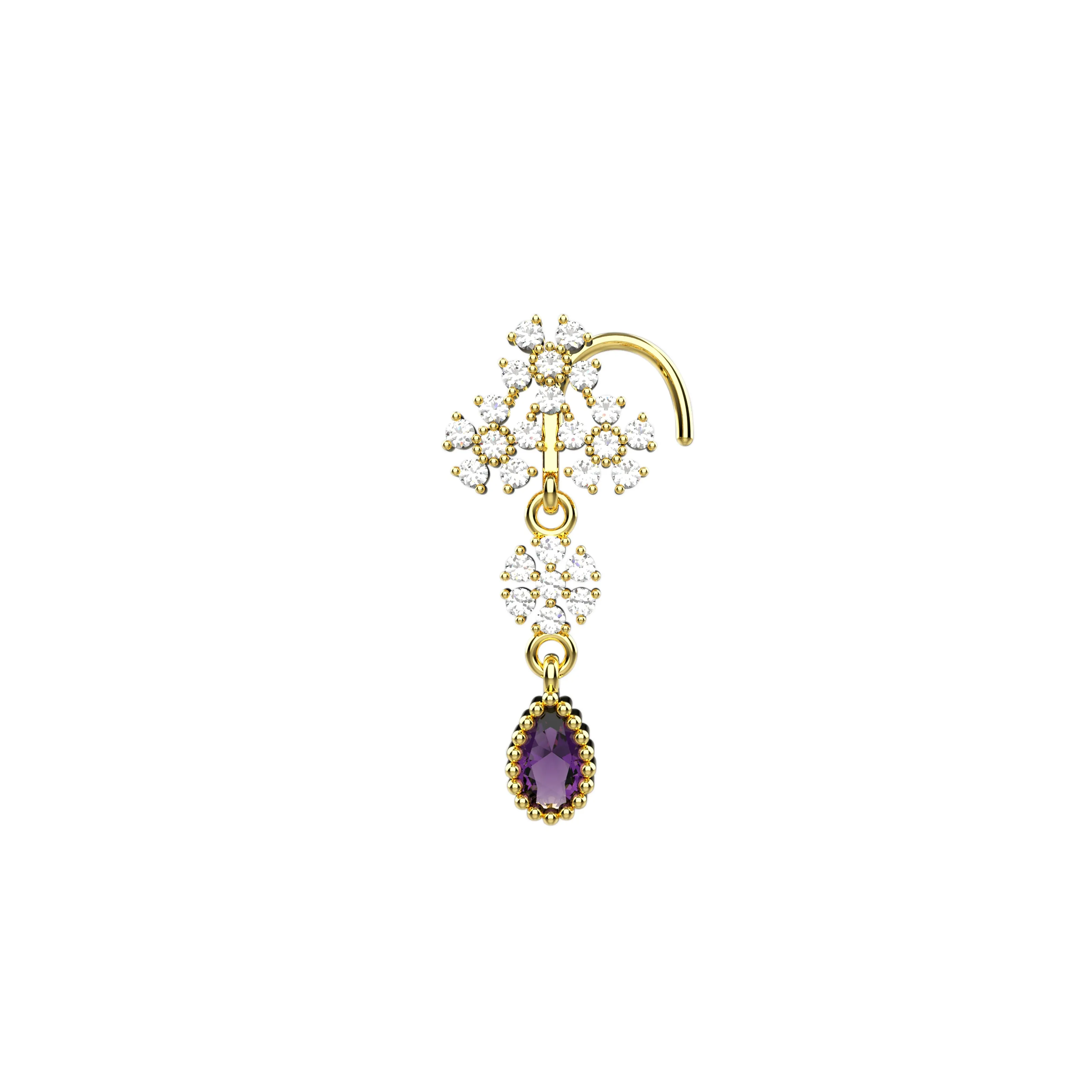 Drop Dangle Nose Piercing – Gold Nose Ring with Hanging Design