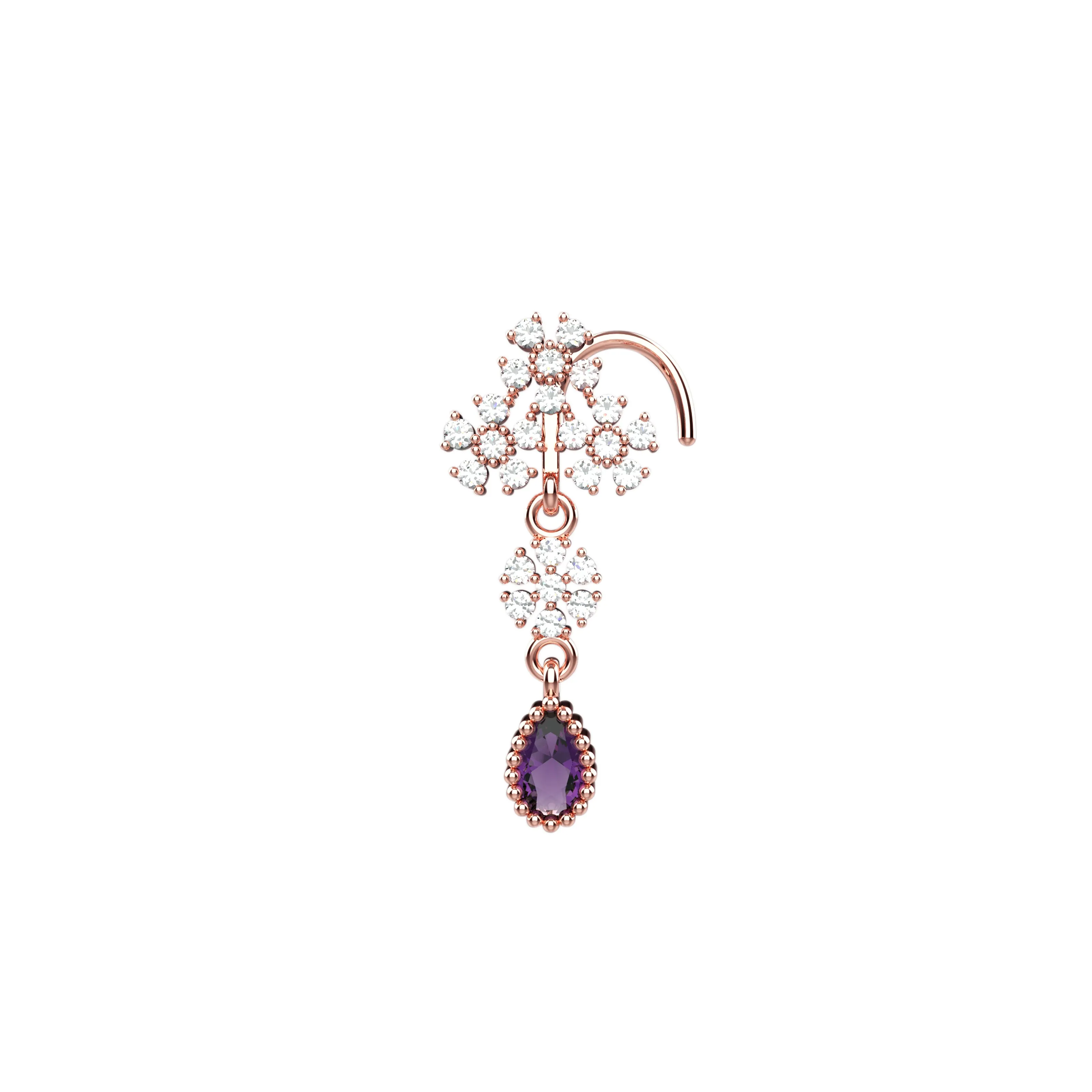 Drop Dangle Nose Piercing – Gold Nose Ring with Hanging Design
