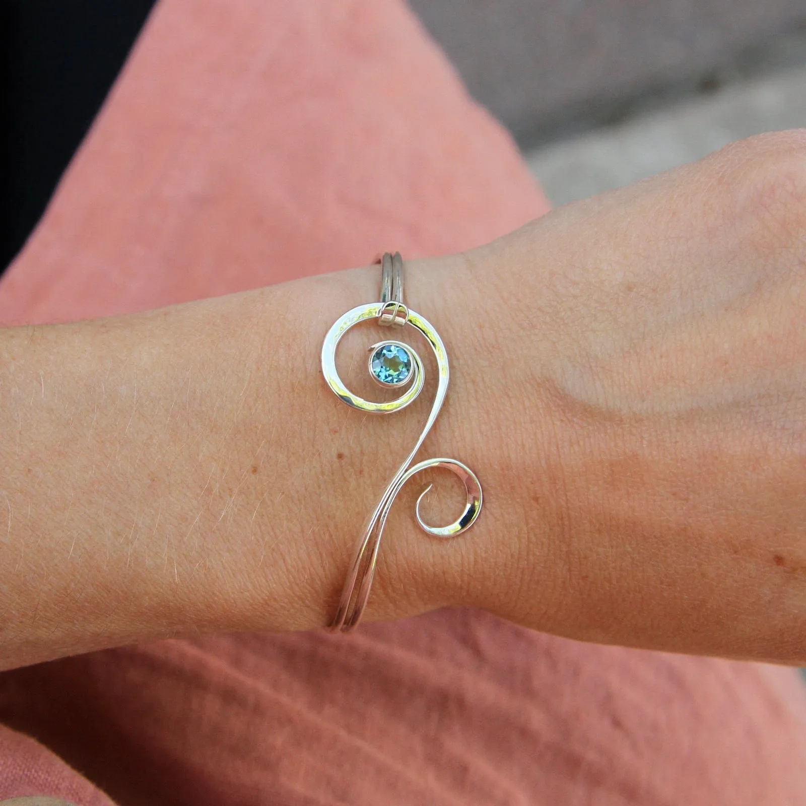 Fiddlehead Bracelet with Blue Topaz