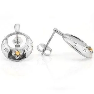 GORGEOUS 0.11 CARAT TW CITRINE & GENUINE DIAMOND PLATINUM OVER 0.925 STERLING SI
