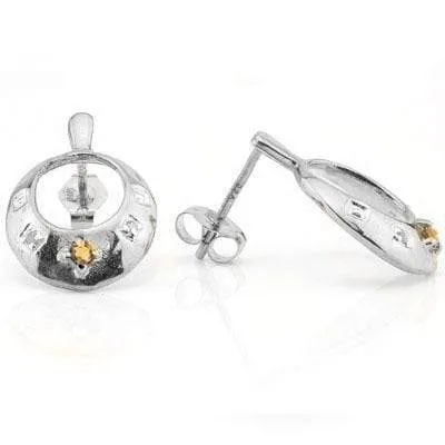 GORGEOUS 0.11 CARAT TW CITRINE & GENUINE DIAMOND PLATINUM OVER 0.925 STERLING SI