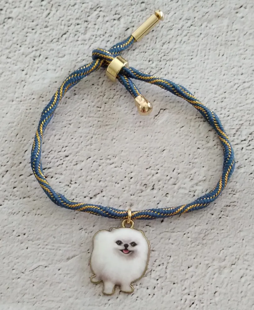 Kelly White Pomeranian Corded Slider Bracelet