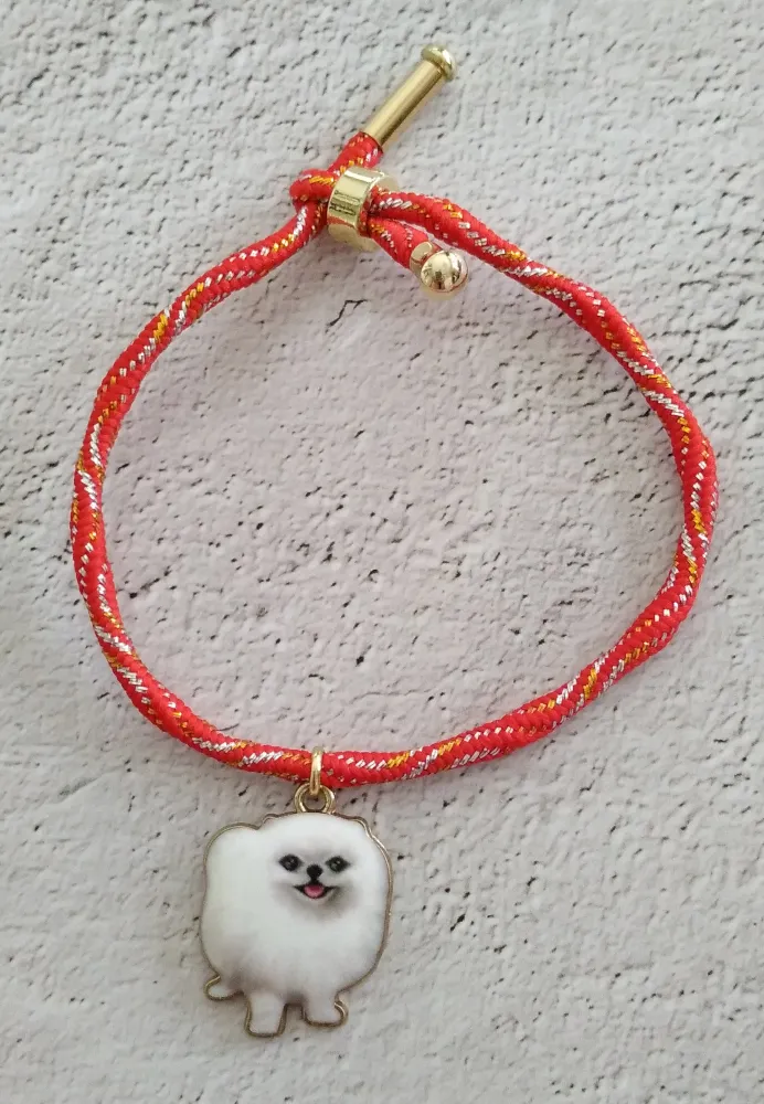 Kelly White Pomeranian Corded Slider Bracelet