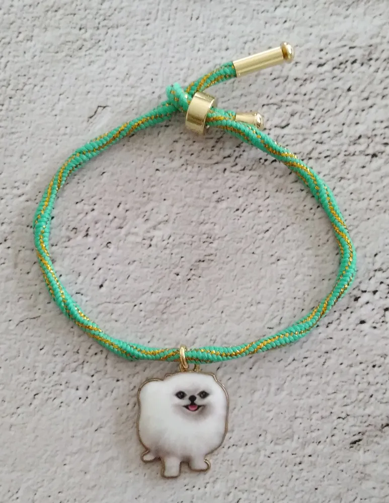 Kelly White Pomeranian Corded Slider Bracelet