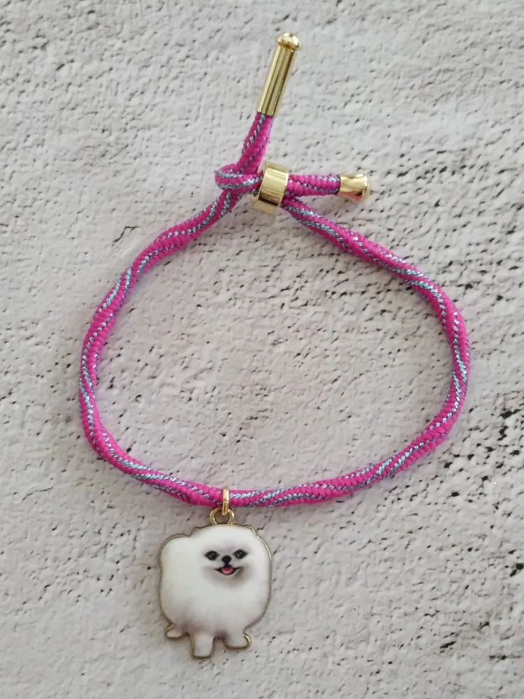 Kelly White Pomeranian Corded Slider Bracelet