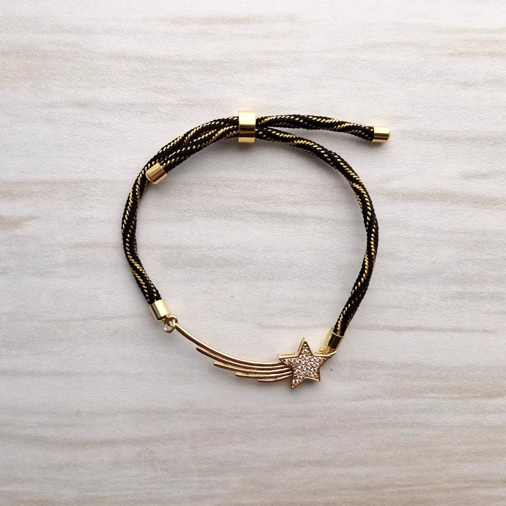 Kelly Wish on a Star Metallic Corded Slider Bracelet