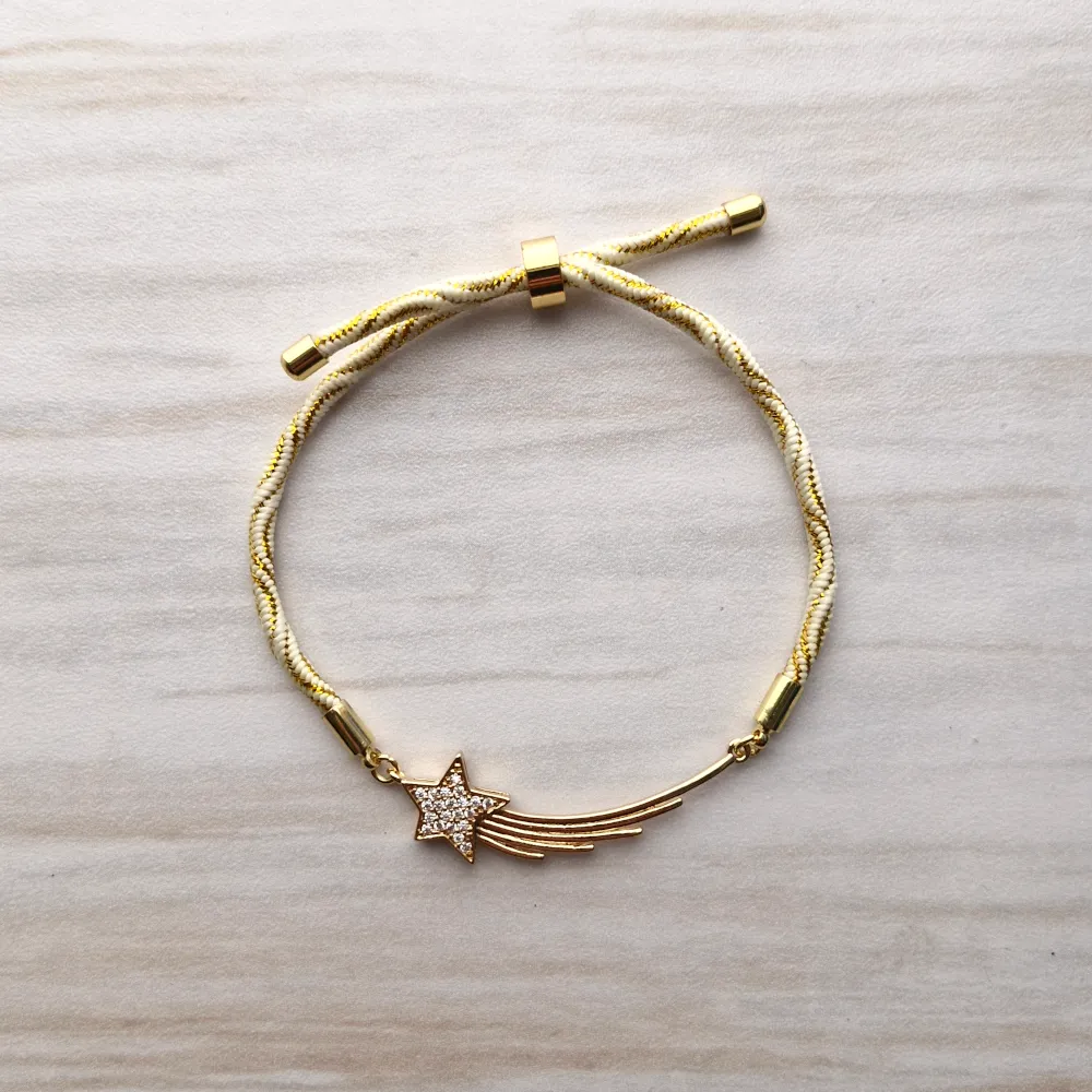 Kelly Wish on a Star Metallic Corded Slider Bracelet