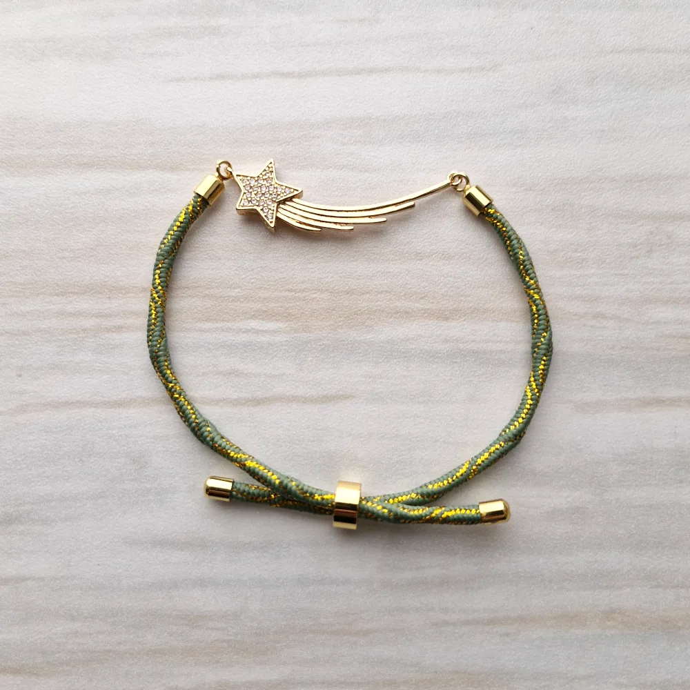Kelly Wish on a Star Metallic Corded Slider Bracelet